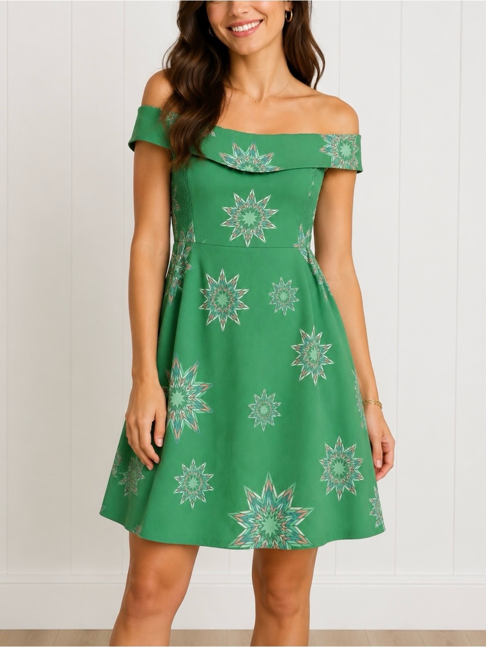 Zara Strapless Vintage Green Starburst Dress